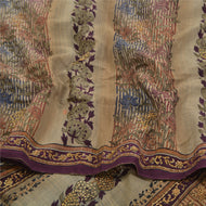 Sanskriti Vintage Sarees Multi Hand Beaded Printed Pure Crepe Sari Craft Fabric
