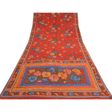 Load image into Gallery viewer, Sanskriti Vintage Sarees Red Pure Crepe Silk Print Sparkle Sari 5yd Craft Fabric
