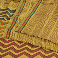 Sanskriti Vintage Sarees Heena-Green Pure Crepe Silk Print Sari 5yd Craft Fabric