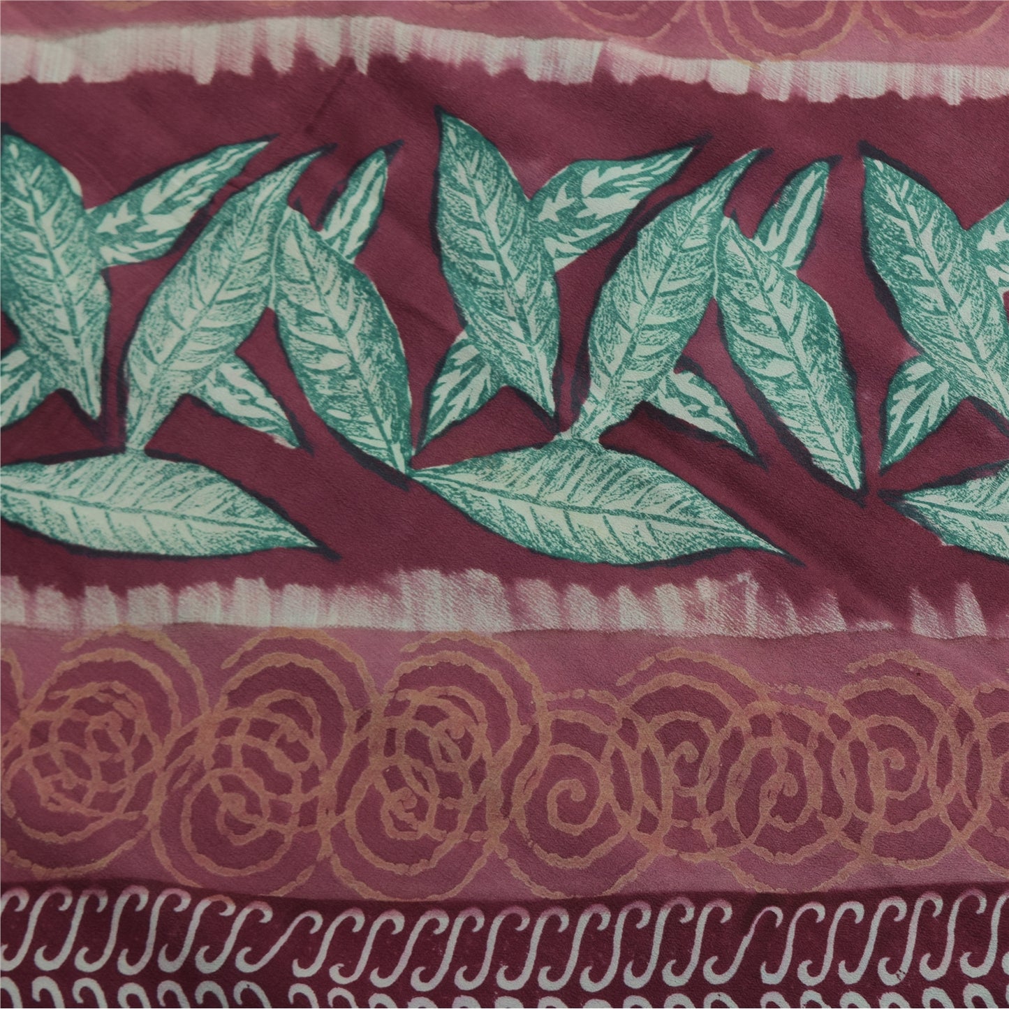 Сари Sanskriti Vintage, зеленое чистое креповое шелковое сари с принтом, 5 ярдов, ткань для рукоделия из экологически чистой ткани