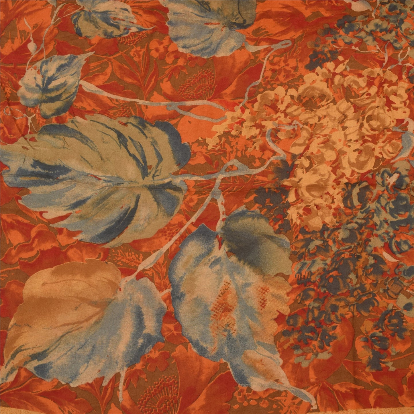 Sanskriti Vintage Sarees Multi Pure Crepe Silk Printed Sari 5+yd Craft Sustainable Fabric