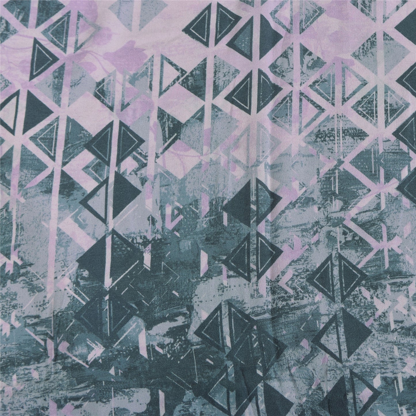 Sanskriti Vintage Sarier i Lilla/Grøn Ren Crepe Trykt Sari, 5+ yards Håndværksmæssigt Bæredygtigt Stoff