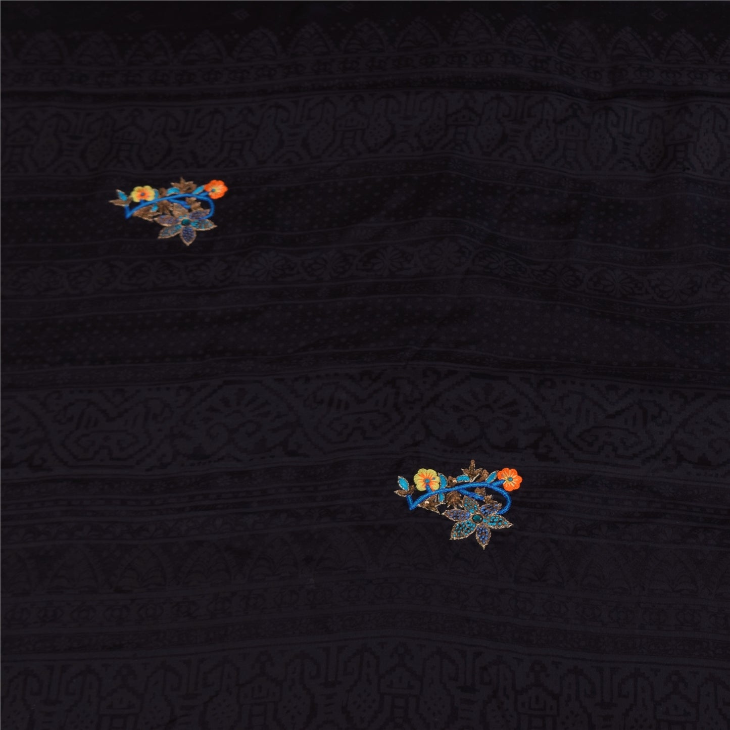 Санскритские винтажные сари фиолетовое сари с ручным бисером из чистого крепа с принтом 5+ ярдов устойчивая ткань