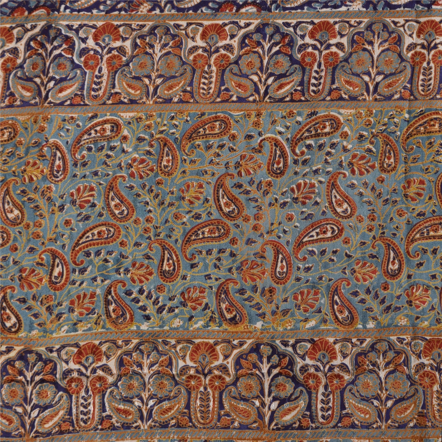 Sanskriti Vintage Sarees Purple Pure Crepe Silk Printed Sari 5+yd Craft Sustainable Fabric