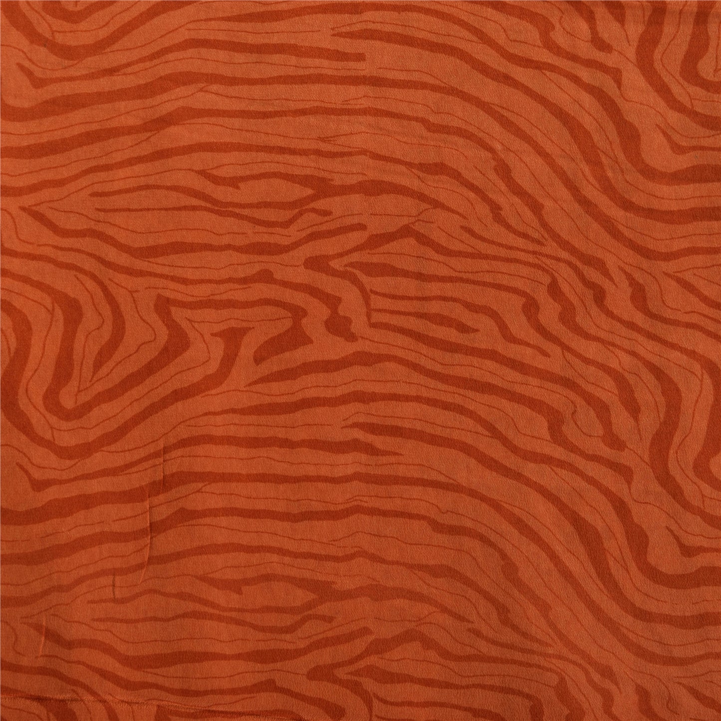 Sanskriti Vintage Sarees Saffron/Orange Pure Crepe Print Sari 5+yd Craft Sustainable Fabric