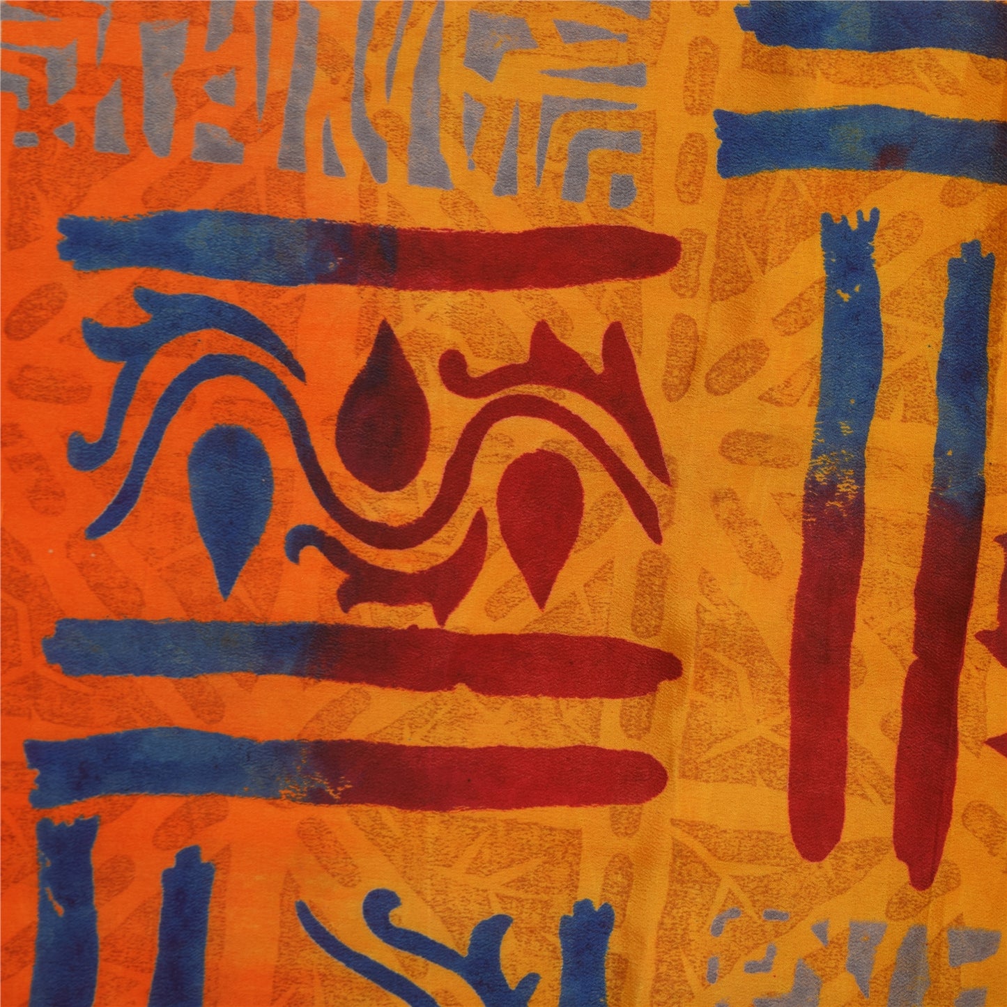 Sanskriti Vintage Sarees Multi Pure Crepe Silk Printed Sari 5+yd Craft Sustainable Fabric