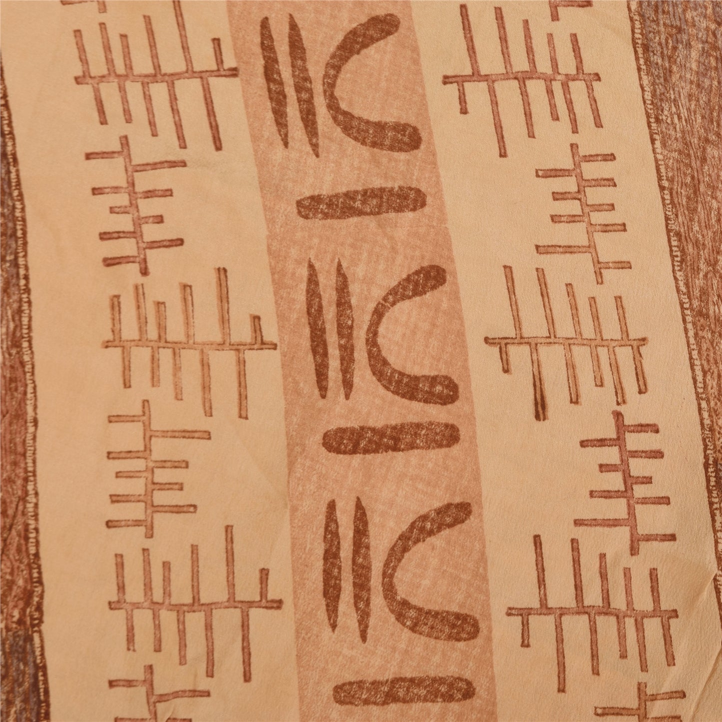 Sanskriti Vintage Sarees Peach Pure Crepe Silk Printed Sari 5+yd Craft Sustainable Fabric