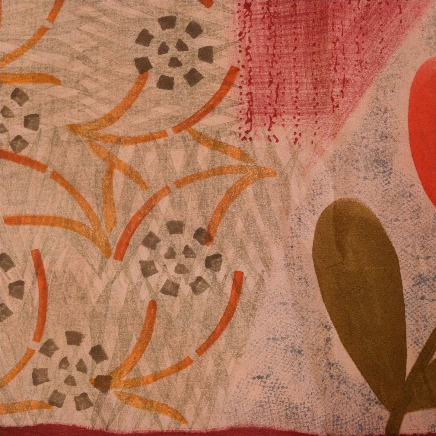 Sanskriti Vintage Sarees Pink 100%Pure Crepe Silk Printed Sari 5+yd Craft Sustainable Fabric