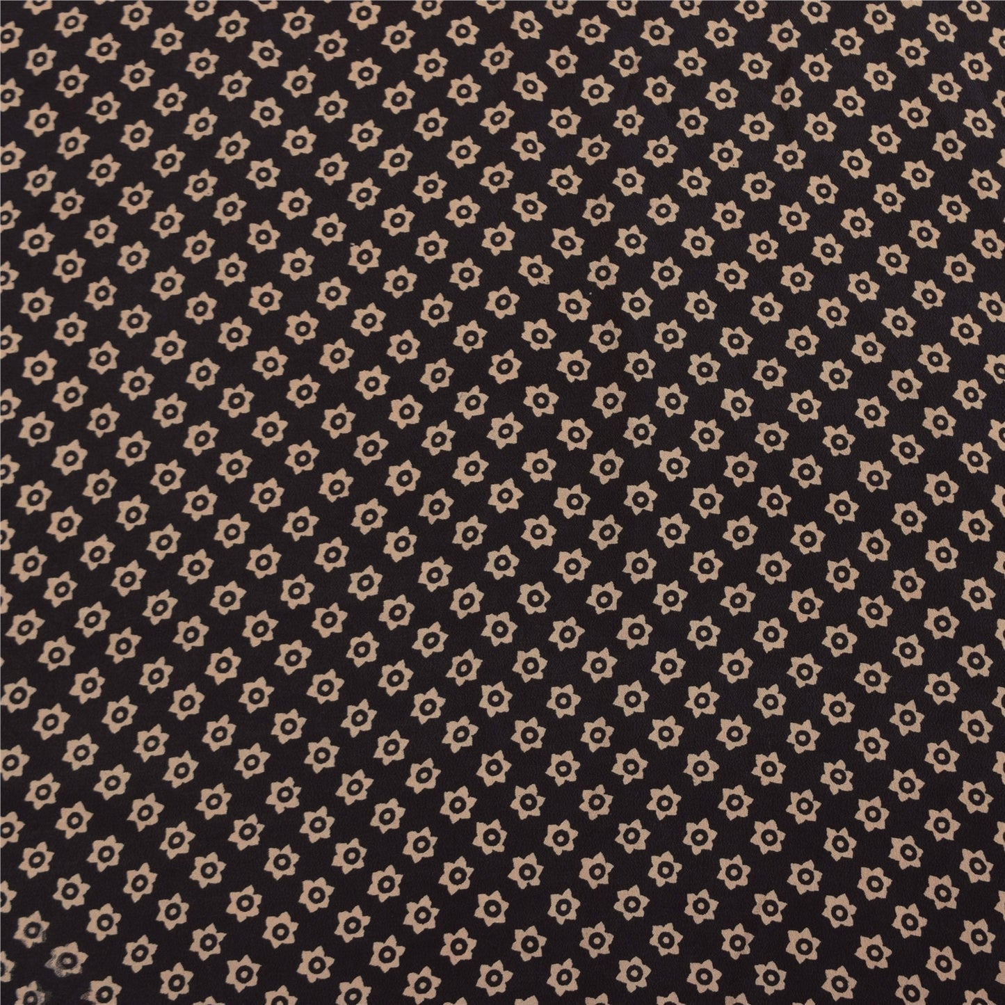 Sanskriti Vintage Sarees Orange Pure Crepe Silk Printed Sari 5+yd Craft Sustainable Fabric