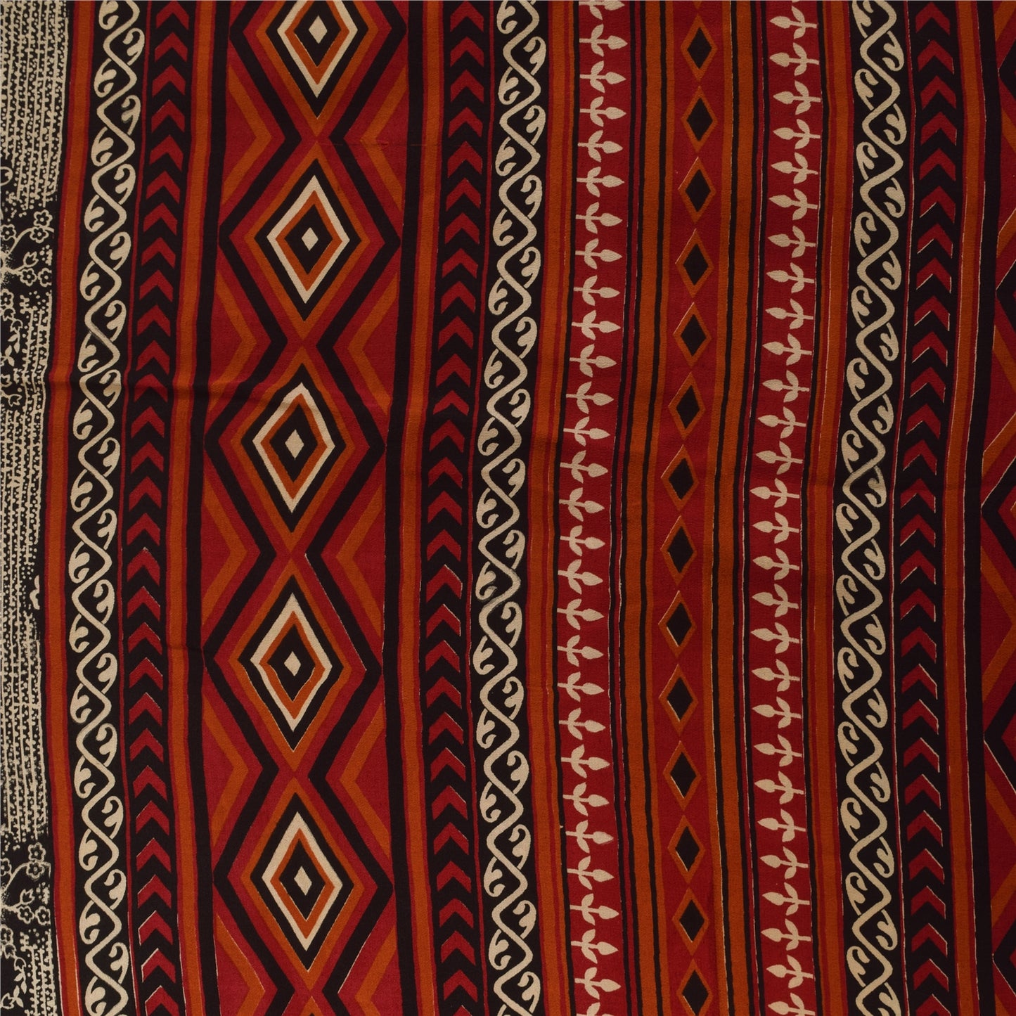 Sanskriti Vintage Sarees Gray 100% Pure Crepe Silk Printed Sari 6yd Craft Sustainable Fabric