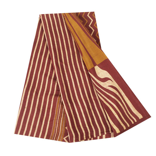 Sanskriti Vintage Sarees Dark Red Pure Crepe Abstract Printed Sari 5+yd Fabric