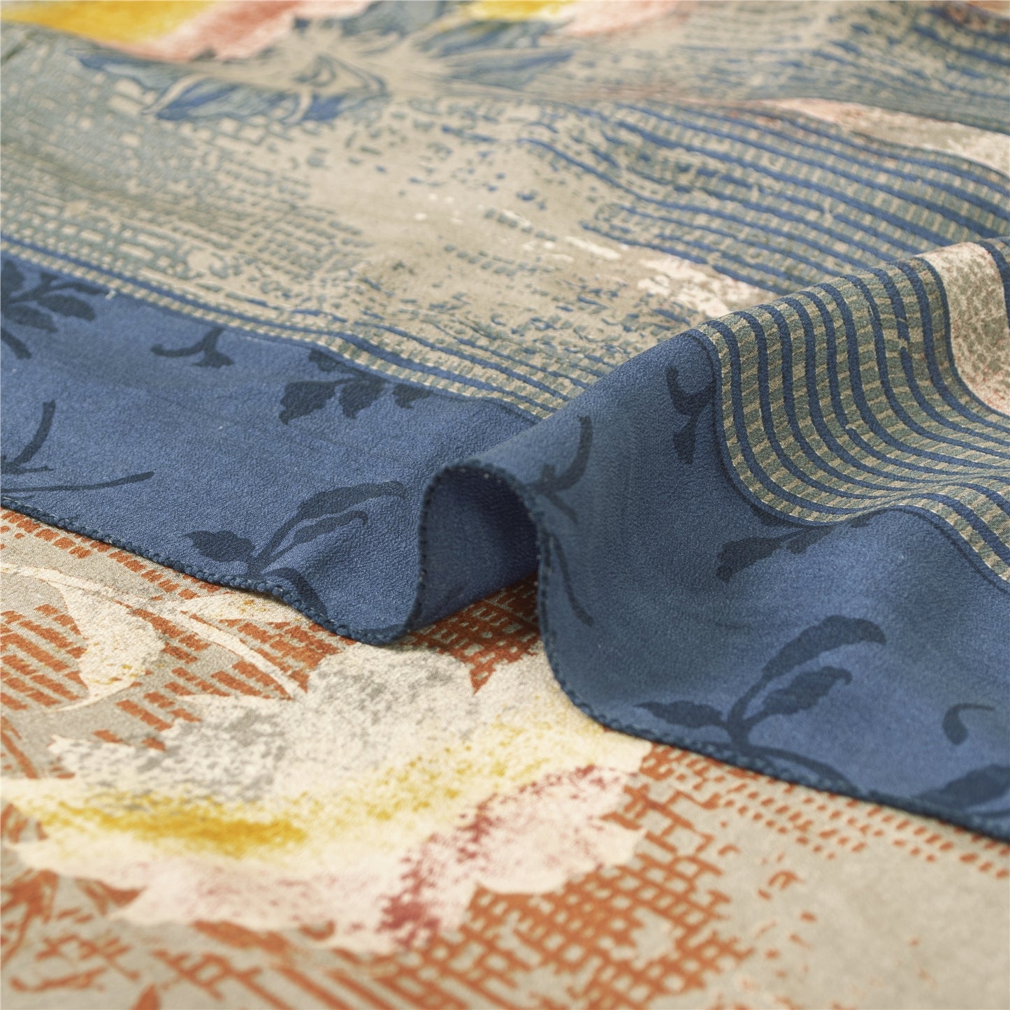 Sanskriti Vintage Sarees Red 100%Pure Crepe Floral Printed 5+YD Sustainable Sari