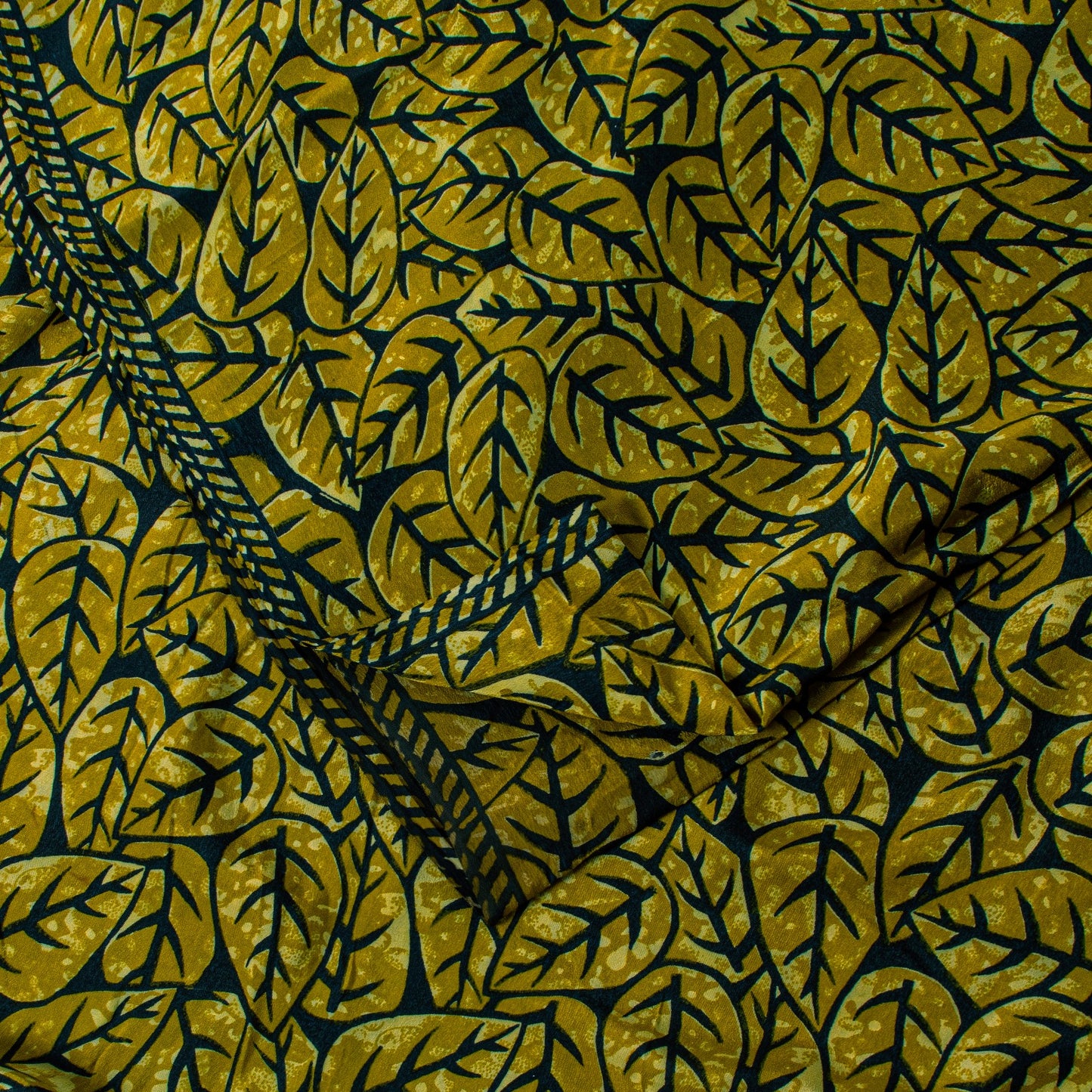 Sanskriti Vintage Soft Green 100% Pure Crepe Silk Sari Leaf Printed Saree 5.5Yd