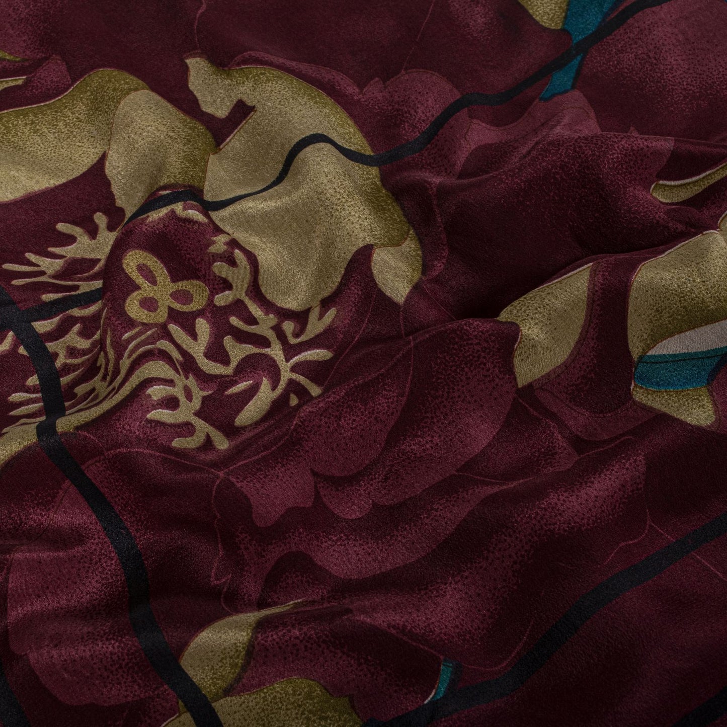 Sanskriti Vintage Saree Black Pure Crepe Digital Print Sari 5.5Yard Craft Fabric