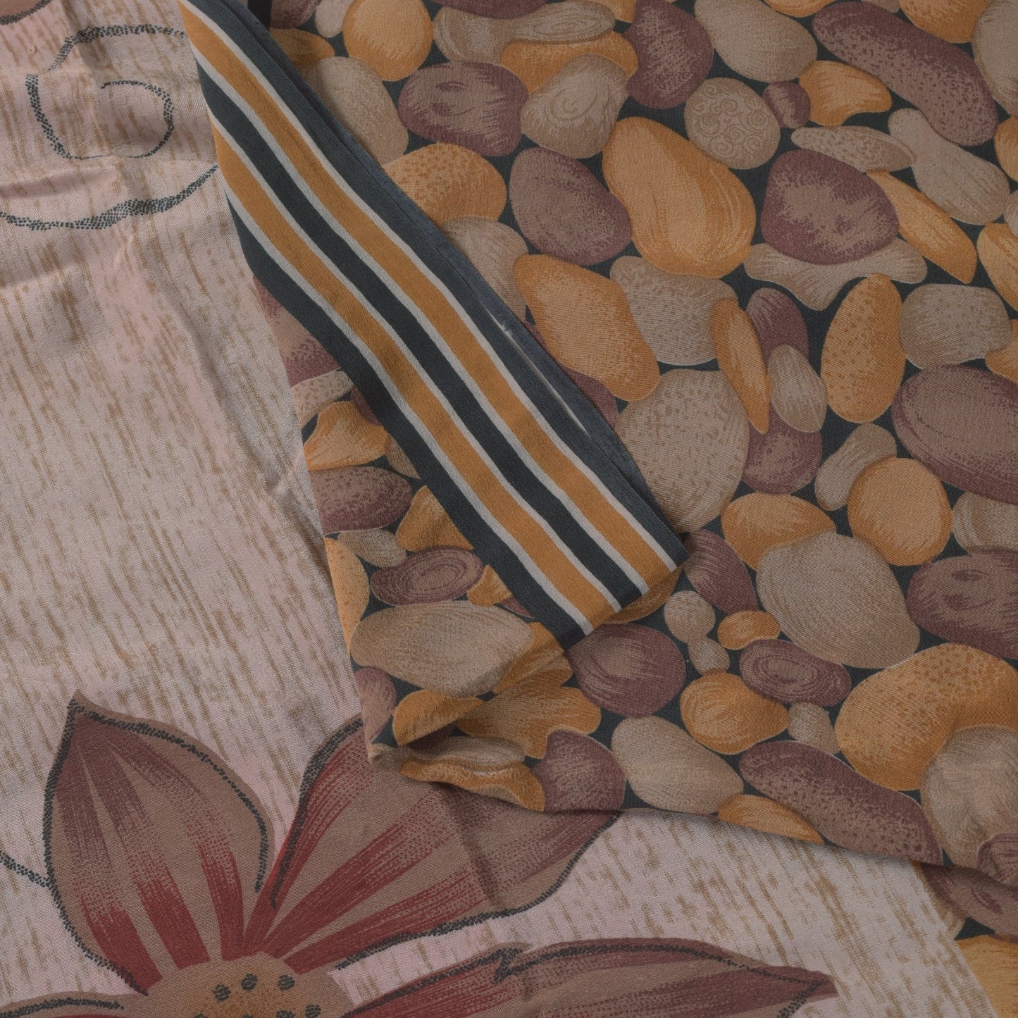 Sanskriti Vintage Soft Burgundy-Yellow Pure Crepe Sari Digital Print Saree 5.5Yd