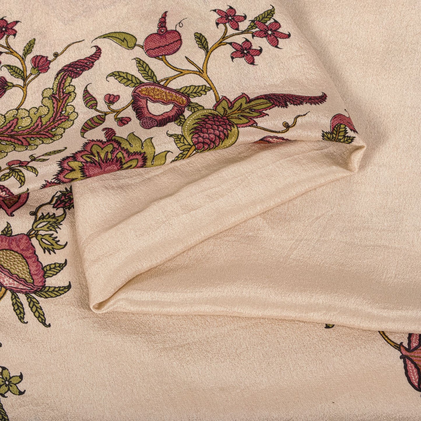 Sanskriti Vintage Soft Peach Pure Crepe Silk Sari DigitalBlock Print Saree 5.5Yd