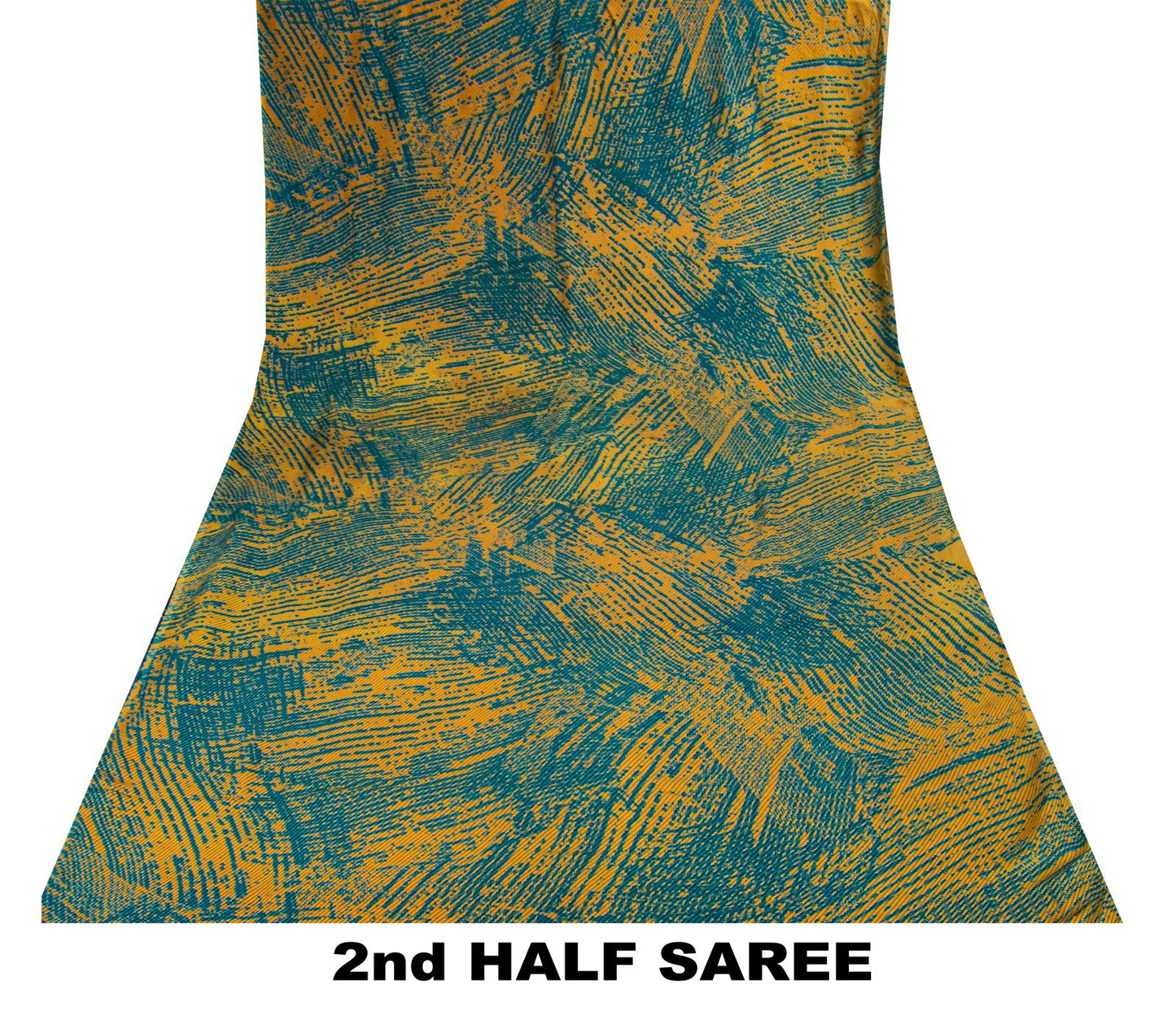 Sanskriti Vintage Saree Blue Pure Crepe Silk Abstract Printed Sari 5.5+Yd Fabric