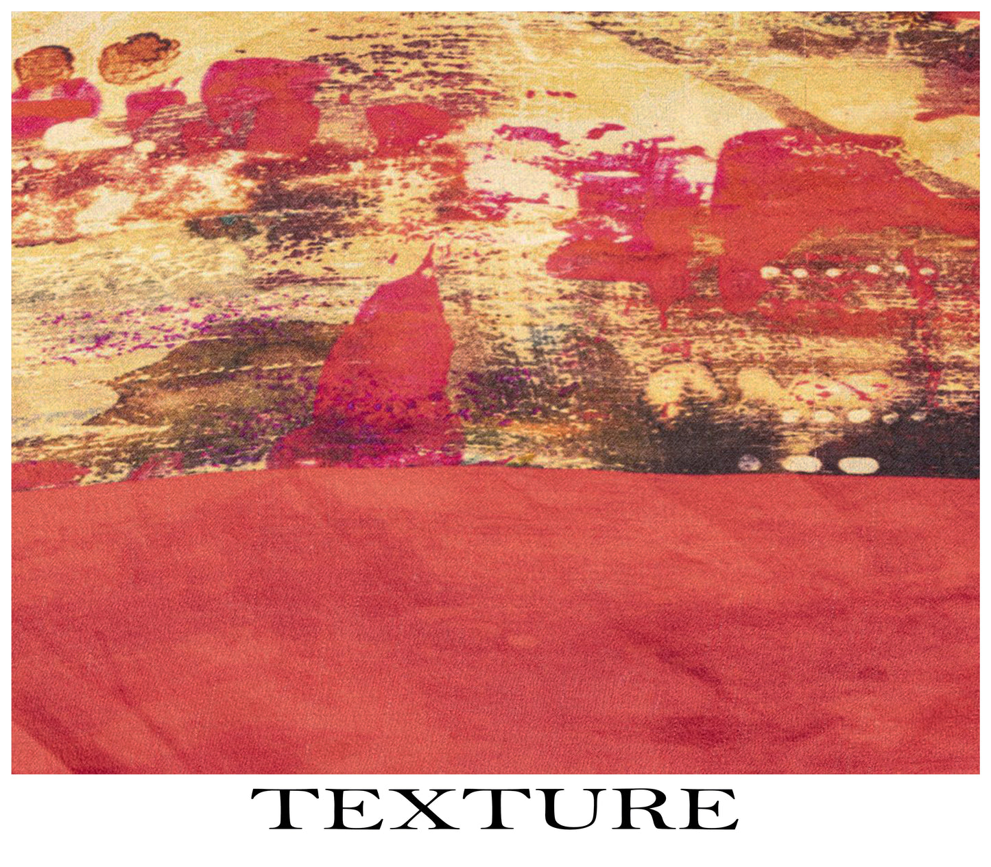 Sanskriti Vintage Saree Yellow-Red 100%Pure Crepe Abstract Print Sari +Yd Fabric