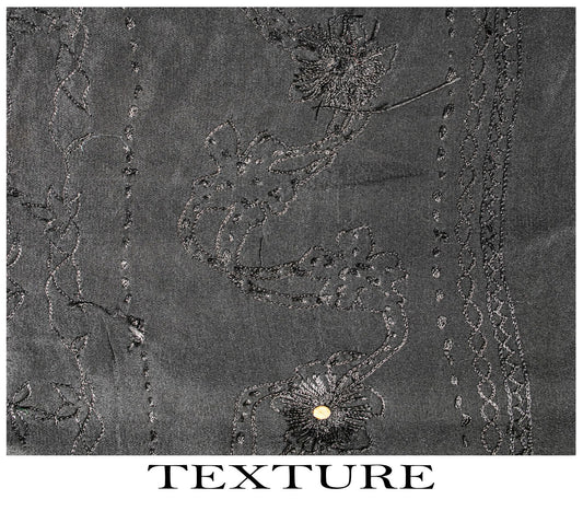 Sanskriti Vintage Saree Black Pure Crepe KashmirAari Embroidery Sari 5+Yd Fabric
