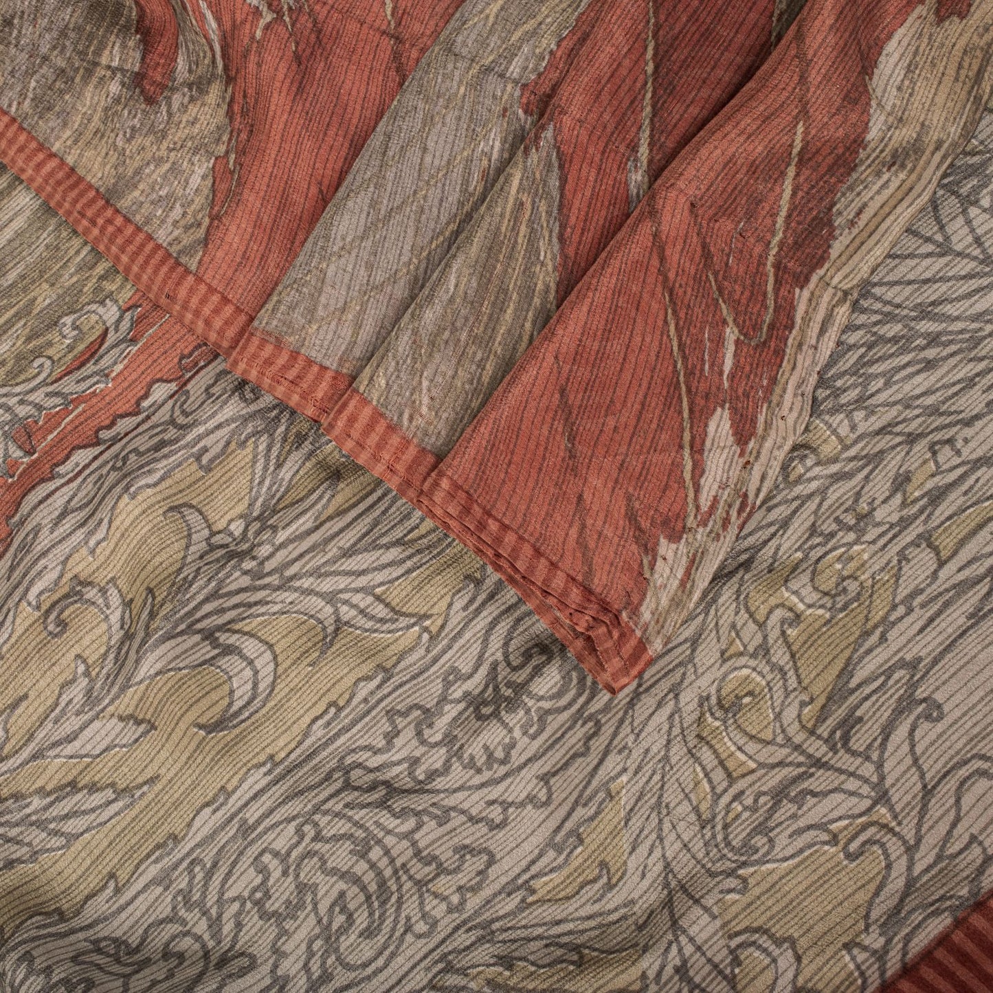 Sanskriti Vintage Saree Pink 100% Pure Crepe Abstract Print Sari 5.5+Yard Fabric