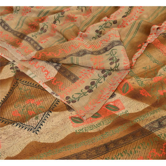 Sanskriti Vintage Printed Pure Crepe Silk Sarees Multi Color Sari Soft Sustainable Fabric