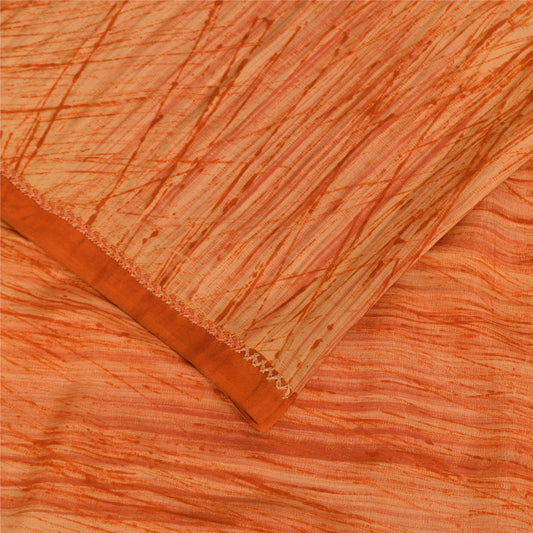 Sanskriti Vintage Printed Pure Crepe Silk Sarees Peach Dress Sari Craft Fabric