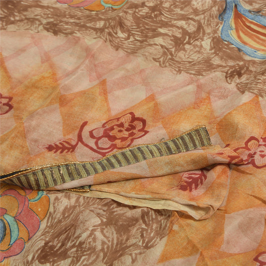Sanskriti Vintage Multi Color Sarees 100% Pure Crepe Silk Printed Sari Sustainable Fabric