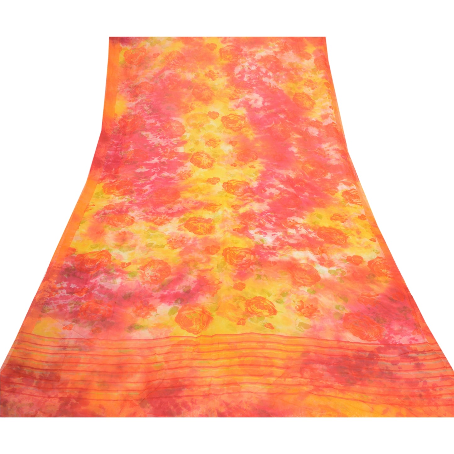 Sanskriti Vintage Red Sarees Blend Georgette Digital Printed Sari Craft Fabric