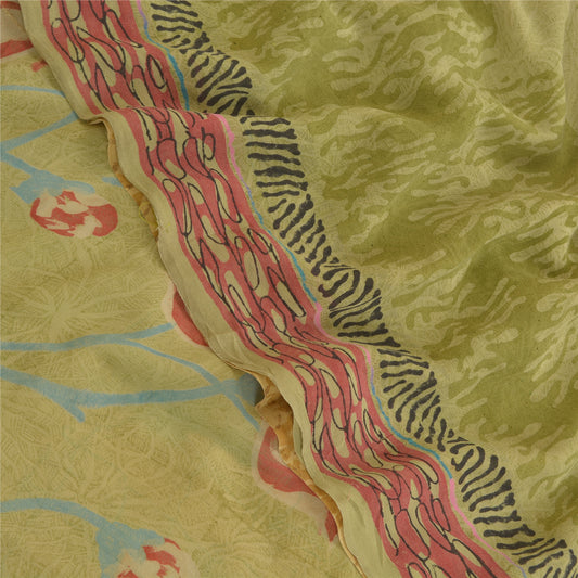 Sanskriti Vintage Multi Sarees Ren Georgette Silke Print Sari 5yd Håndværk Bæredygtigt Stoff