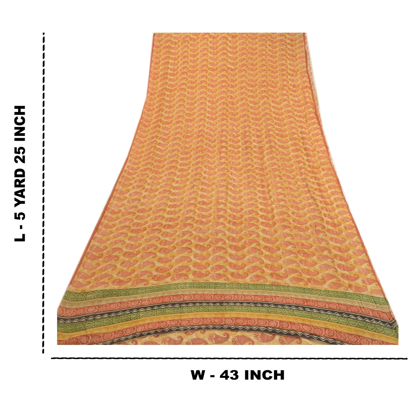Sanskriti Vintage Saffron Pure Georgette Silk Sarees Printed Sari Craft Fabric
