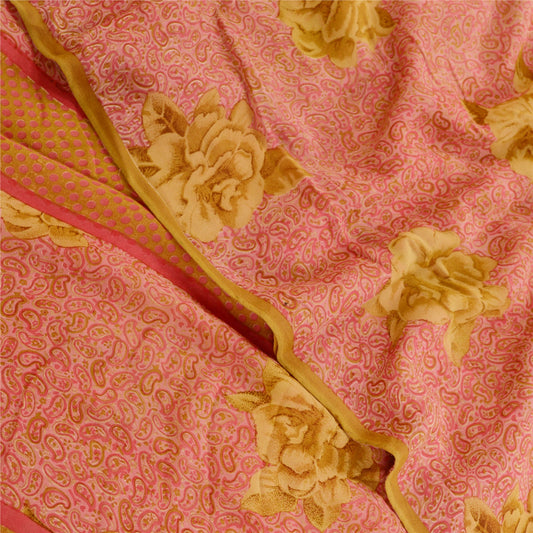 Sanskriti Vintage Pink Sarees Ren Georgette Silke Trykt Sari Blødt Håndværk Bæredygtigt Stoff