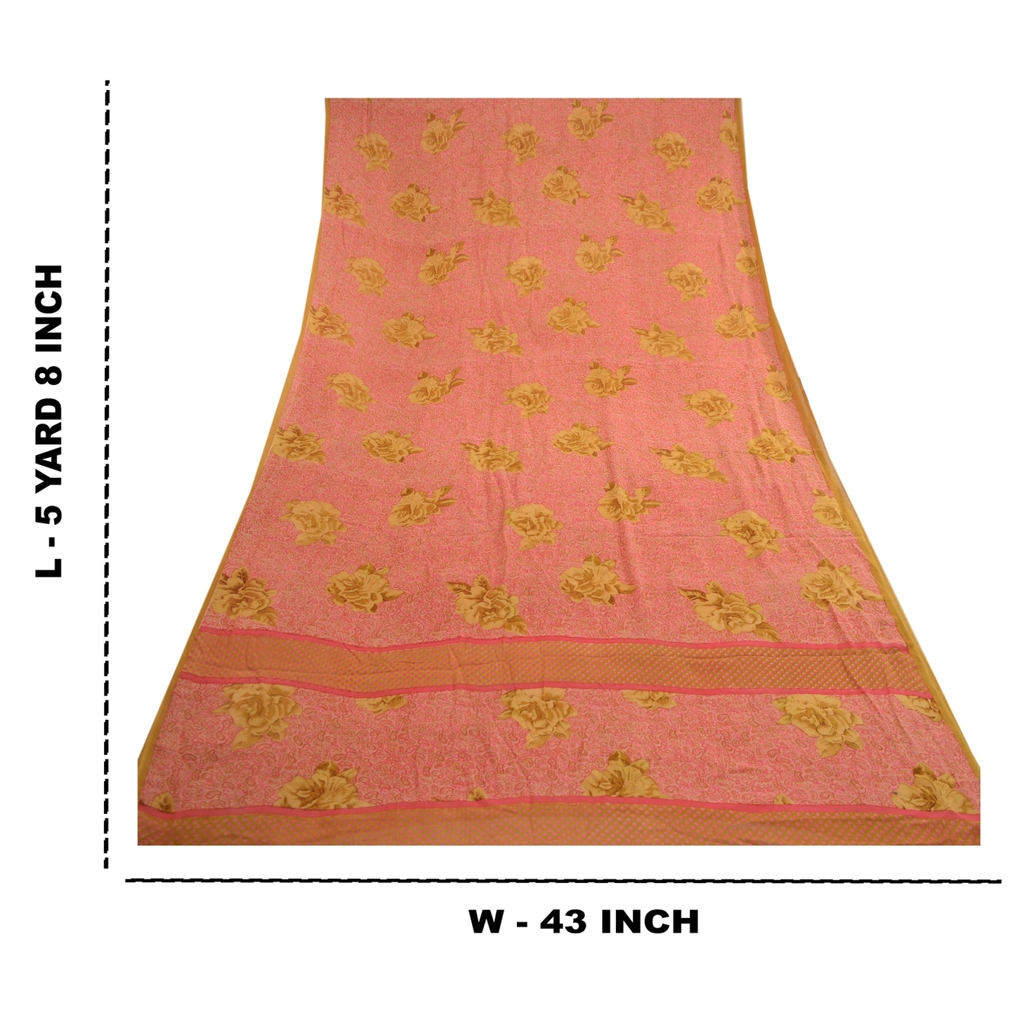 Sanskriti Vintage Pink Sarees Pure Georgette Silk Printed Sari Soft Craft Sustainable Fabric