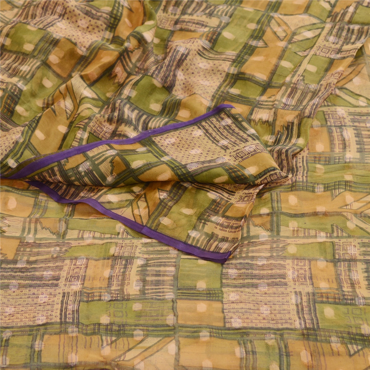Sanskriti Vintage Multi Sarees Ren Georgette Silke Print Vævet Sari Håndværk Bæredygtigt Stoff