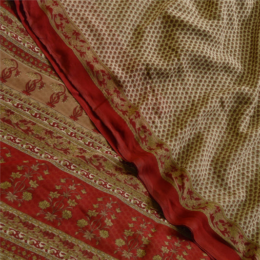 Sanskriti Vintage Sarees Grå Indisk Trykt Georgette Sari Blødt Håndværk Bæredygtigt Stof