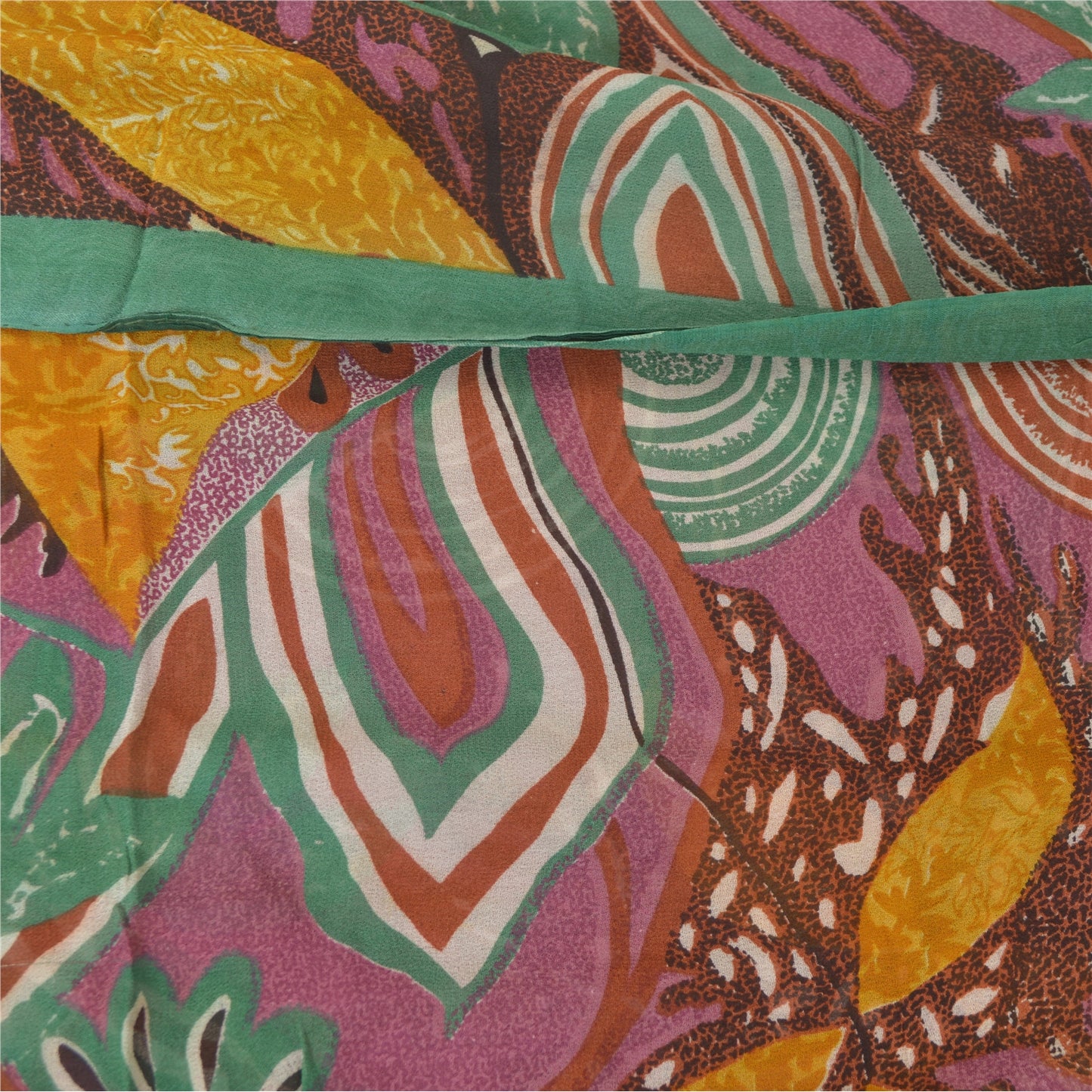 Sanskriti Vintage Blend Georgette Purple Printed Sarees 5 YD Floral Craft Fabric upholstery fabric
