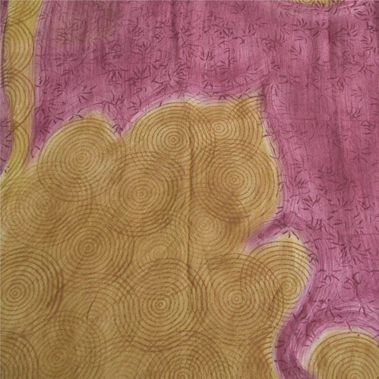 Sanskriti Vintage 100% Pure Georgette Silk Purple Printed Sarees 5 Yd Soft Craft FabricSewing Patchwork Home Decor, Bag Making, Quilts Etc
