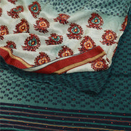 Sanskriti Vintage Sarees Green Hand Beaded Pure Georgette Silk Print Sari Fabric