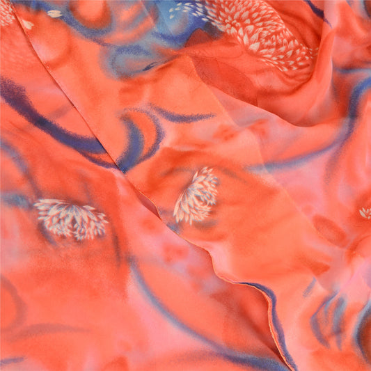 Sanskriti Vintage Pink Indiske Sarier Georgette Trykt Sari Håndværk 5 Yard Bæredygtigt Stof