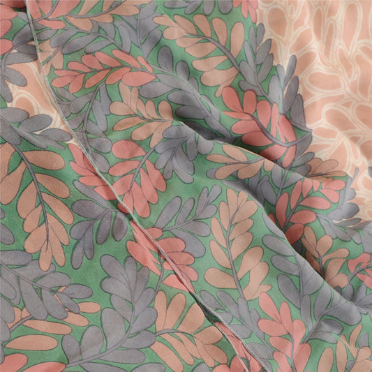 Sanskriti Vintage Sari Pink Ren Georgette Silke Trykt Sari Blødt Håndværk Bæredygtigt Stoff