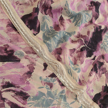 Load image into Gallery viewer, Sanskriti Vintage Sarees Purple Pure Georgette Silk Printed Sari Craft Fabric

