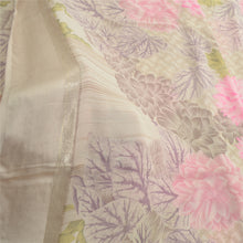 Load image into Gallery viewer, Sanskriti Vintage Sarees Ivory Pure Georgette Silk Printed Sari 5yd Craft Fabric

