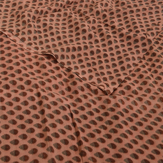 Sanskriti Vintage Sarees Pink Pure Georgette Paisley Print Sari 5yd Craft Fabric