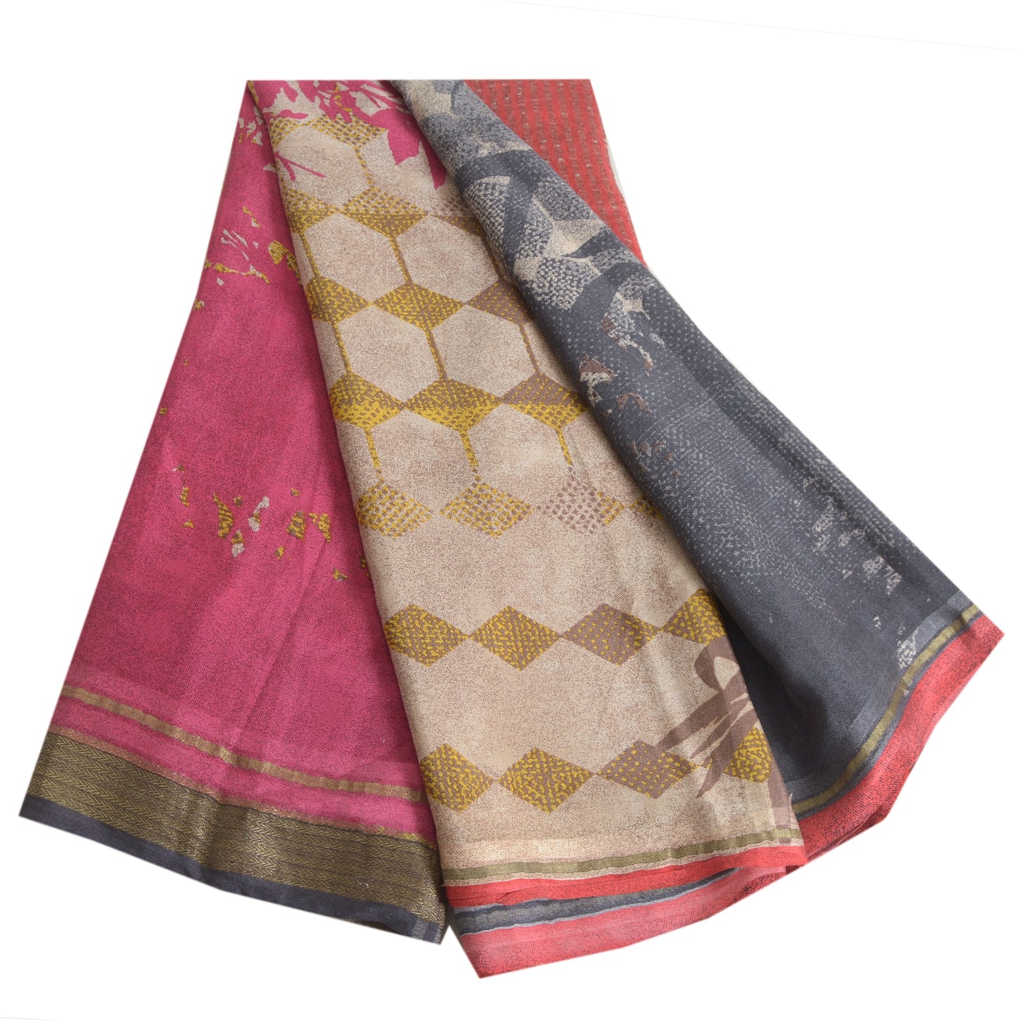 Sanskriti Vintage Sarees Pure Georgette Silk Printed Woven Sari Craft Fabric