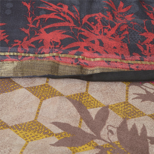 Sanskriti Vintage Sarees Pure Georgette Silk Printed Woven Sari Craft Fabric