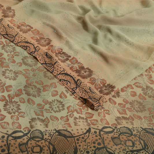 Sanskriti Vintage Sarees Indian Multicolor Georgette Printed Sari Craft Sustainable Fabric