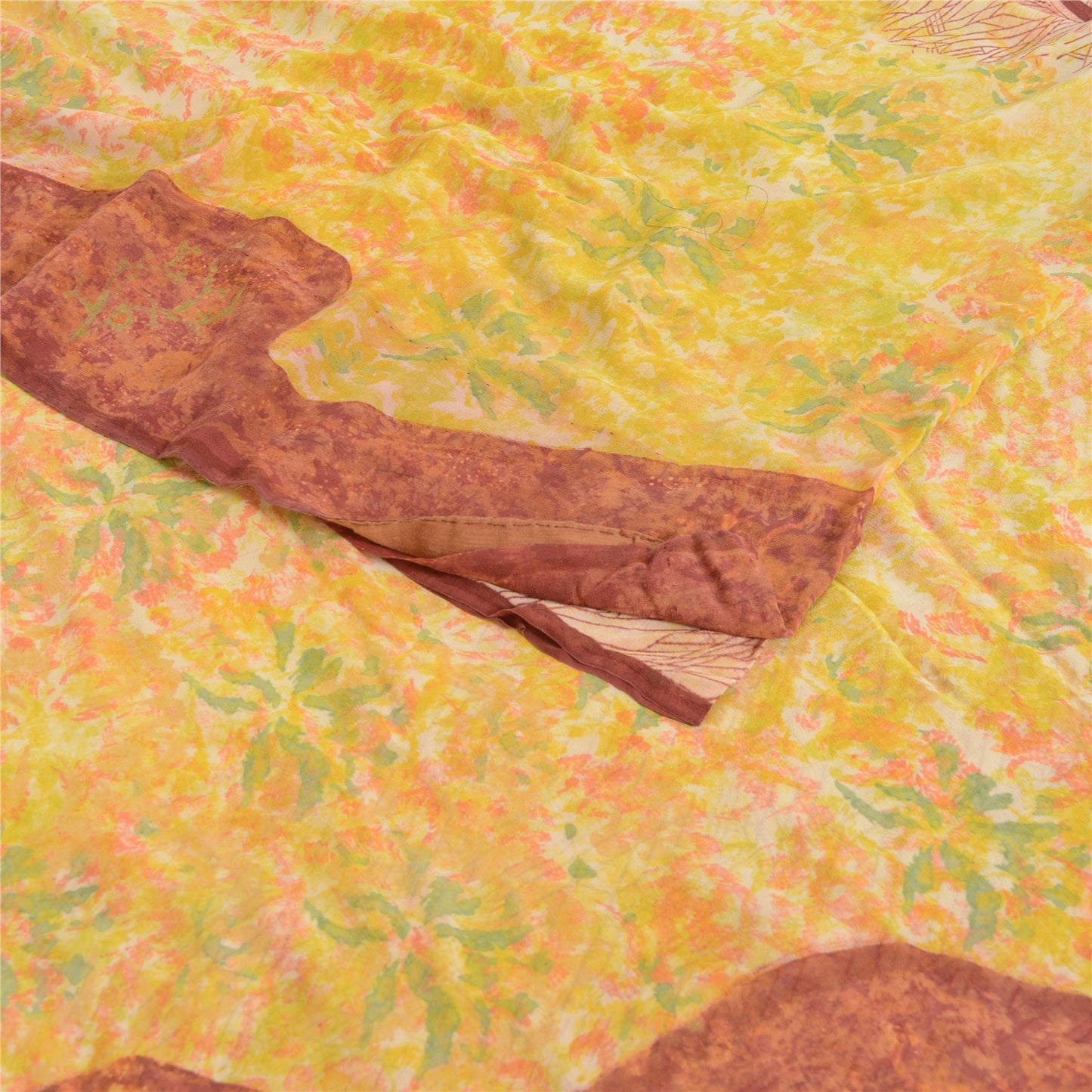 Sanskriti Vintage Sarees Multi Pure Georgette Silk Printed Sari Craft Sustainable Fabric