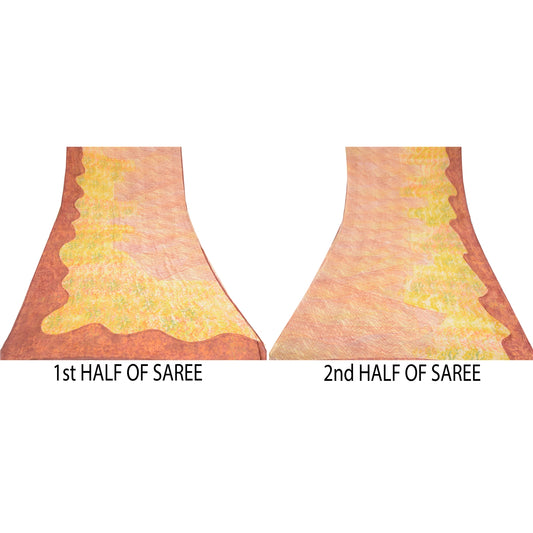 Sanskriti Vintage Sarees Multi Pure Georgette Silk Printed Sari Craft Sustainable Fabric