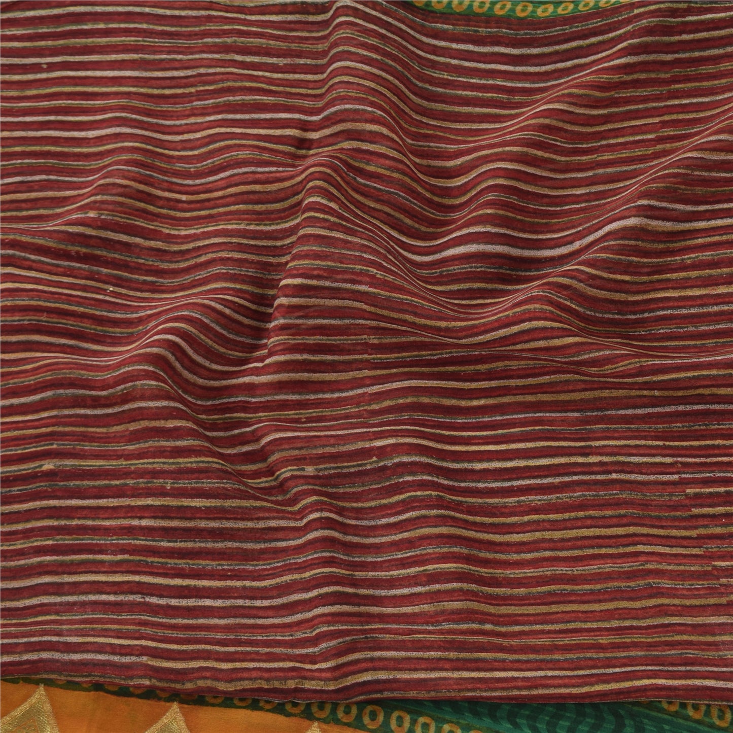 Sanskriti Vintage Sarees Dark Red Pure Georgette Silk Printed Sari Craft Sustainable Fabric