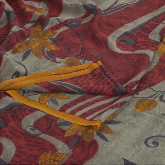 Sanskriti Vintage Sarees Multicolor Pure Georgette Silk Print Sari Craft Fabric