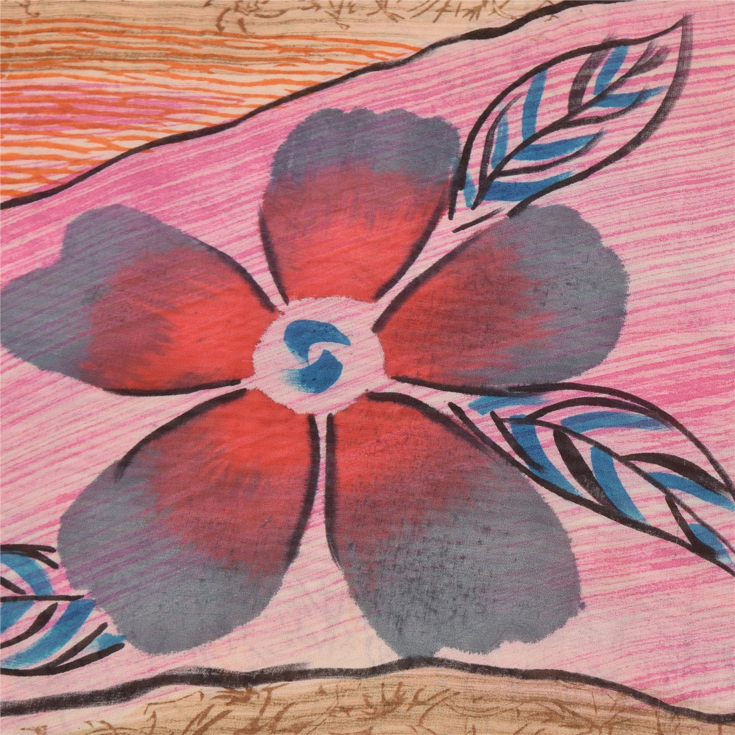 Sanskriti Vintage Sarees Multi Pure Georgette Silk Printed Sari 5yd Craft Sustainable Fabric